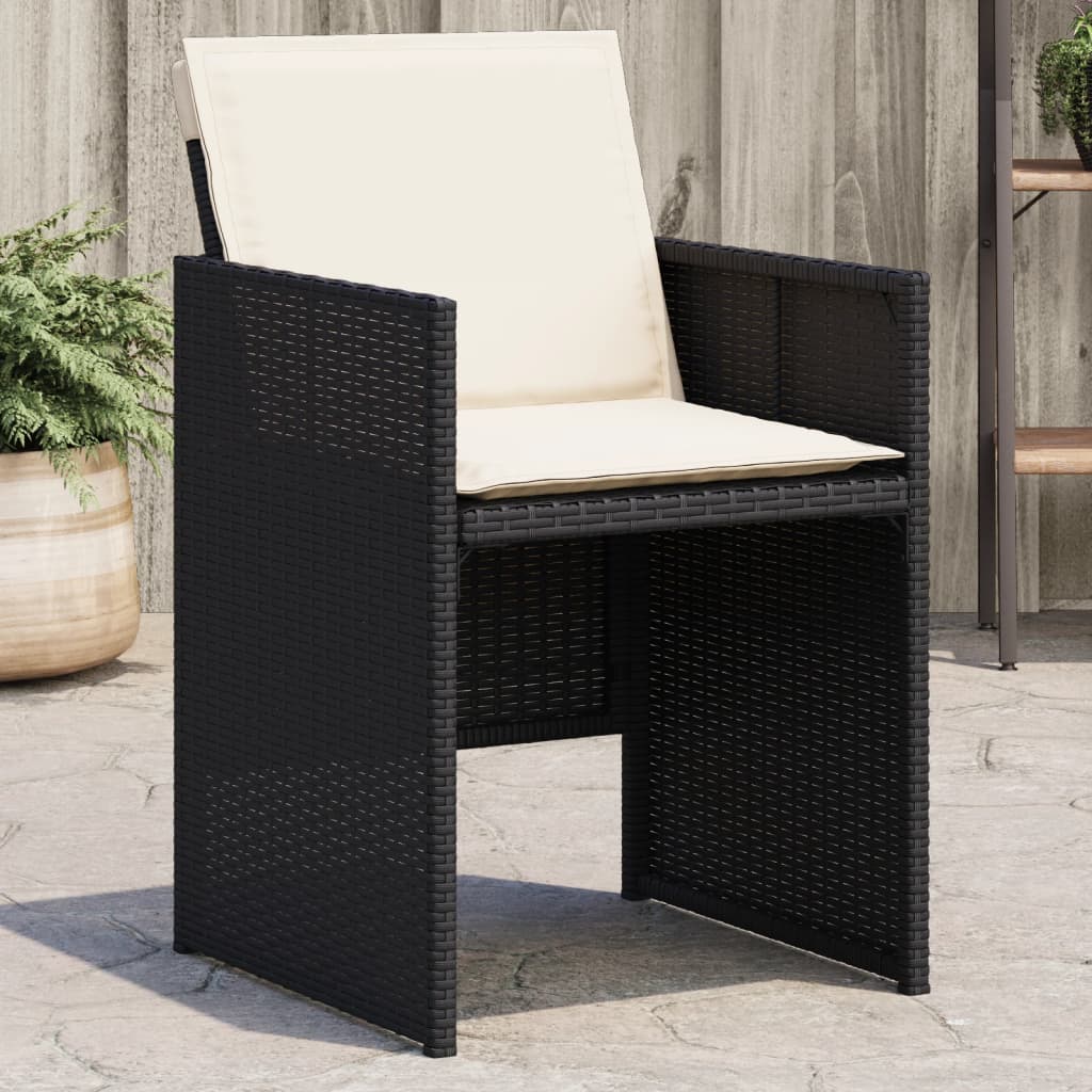 Garden Chairs with Cushions 4 pcs Black Poly Rattan