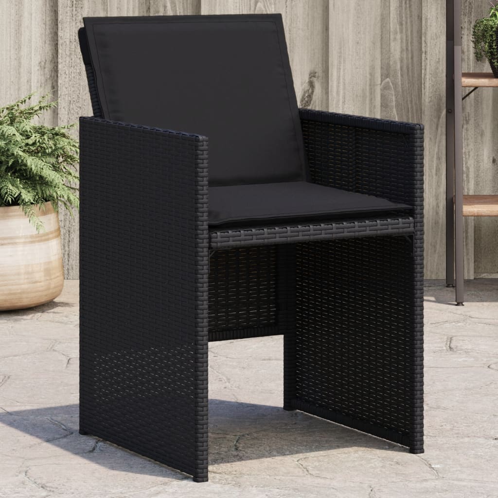 Garden Chairs with Cushions 4 pcs Black Poly Rattan