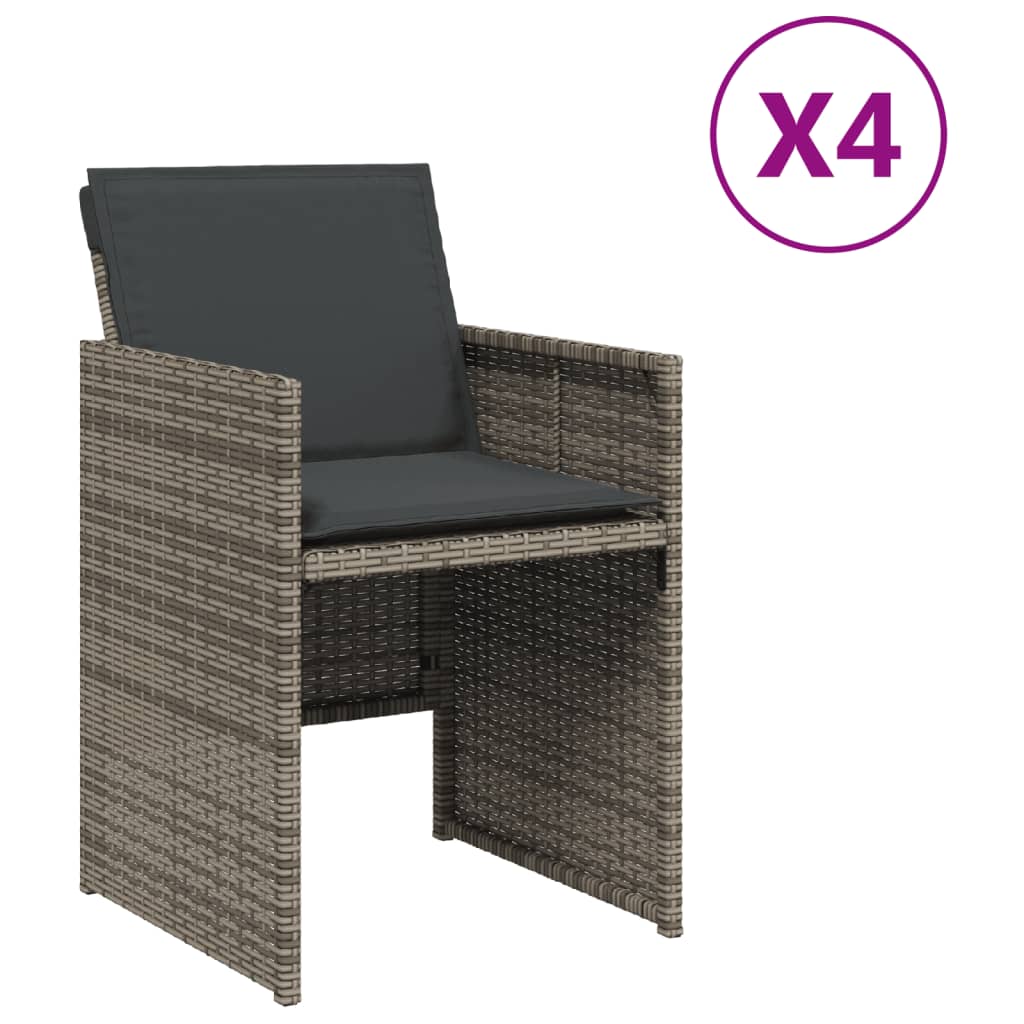 Garden Chairs with Cushions 4 pcs Grey Poly Rattan