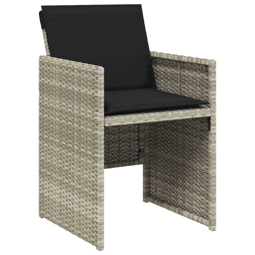 Garden Chairs with Cushions 4 pcs Light Grey Poly Rattan