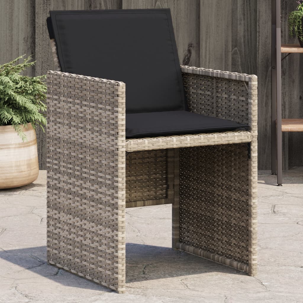 Garden Chairs with Cushions 4 pcs Light Grey Poly Rattan