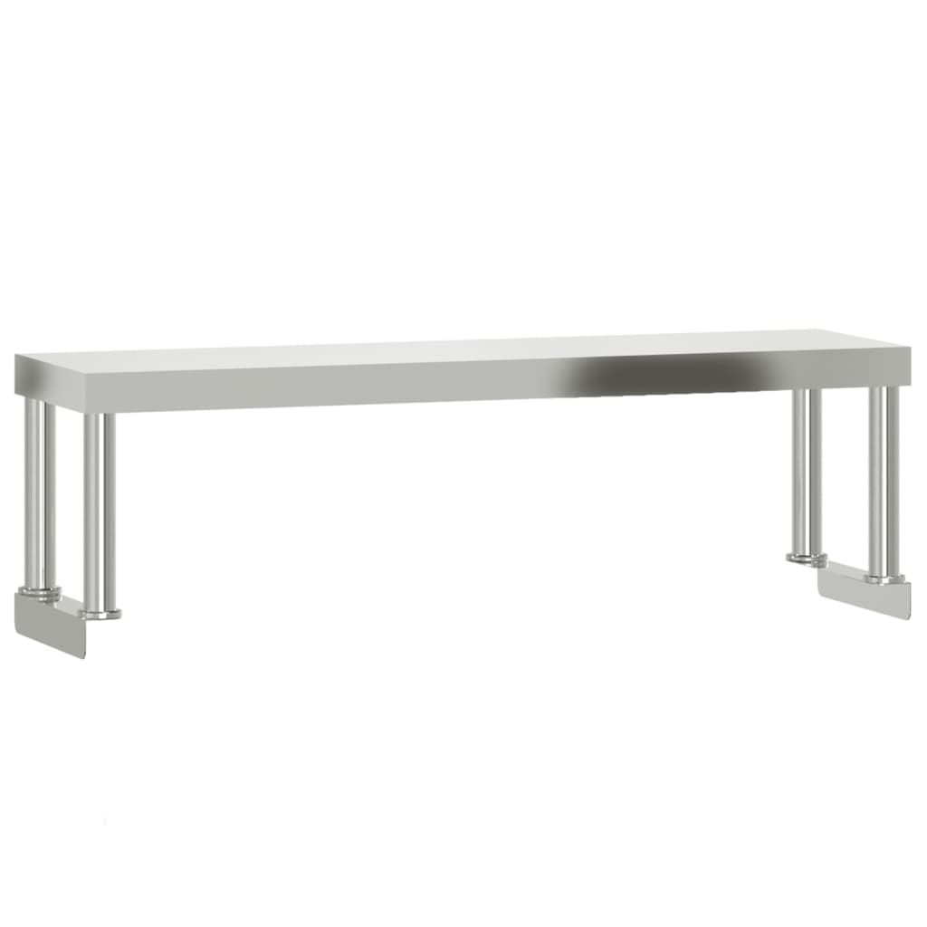 Kitchen Work Table with Overshelf 110x55x120 cm Stainless Steel