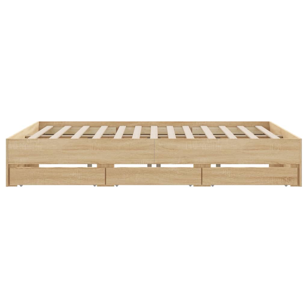 Bed Frame with Drawers without Mattress Sonoma Oak 183x203 cm King