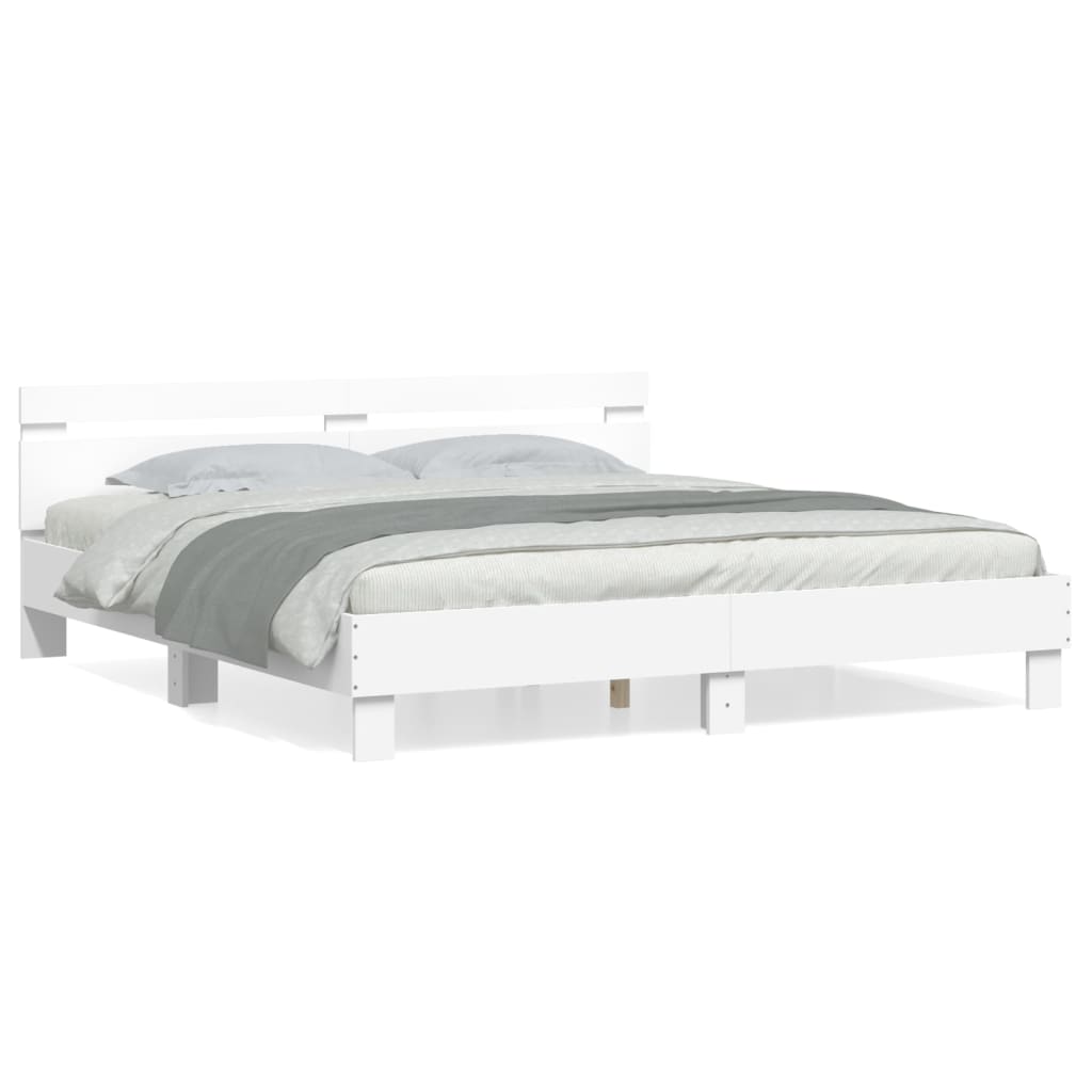 Bed Frame without Mattress White 183x203 cm King