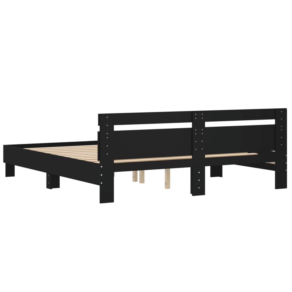 Bed Frame without Mattress Black 183x203 cm King