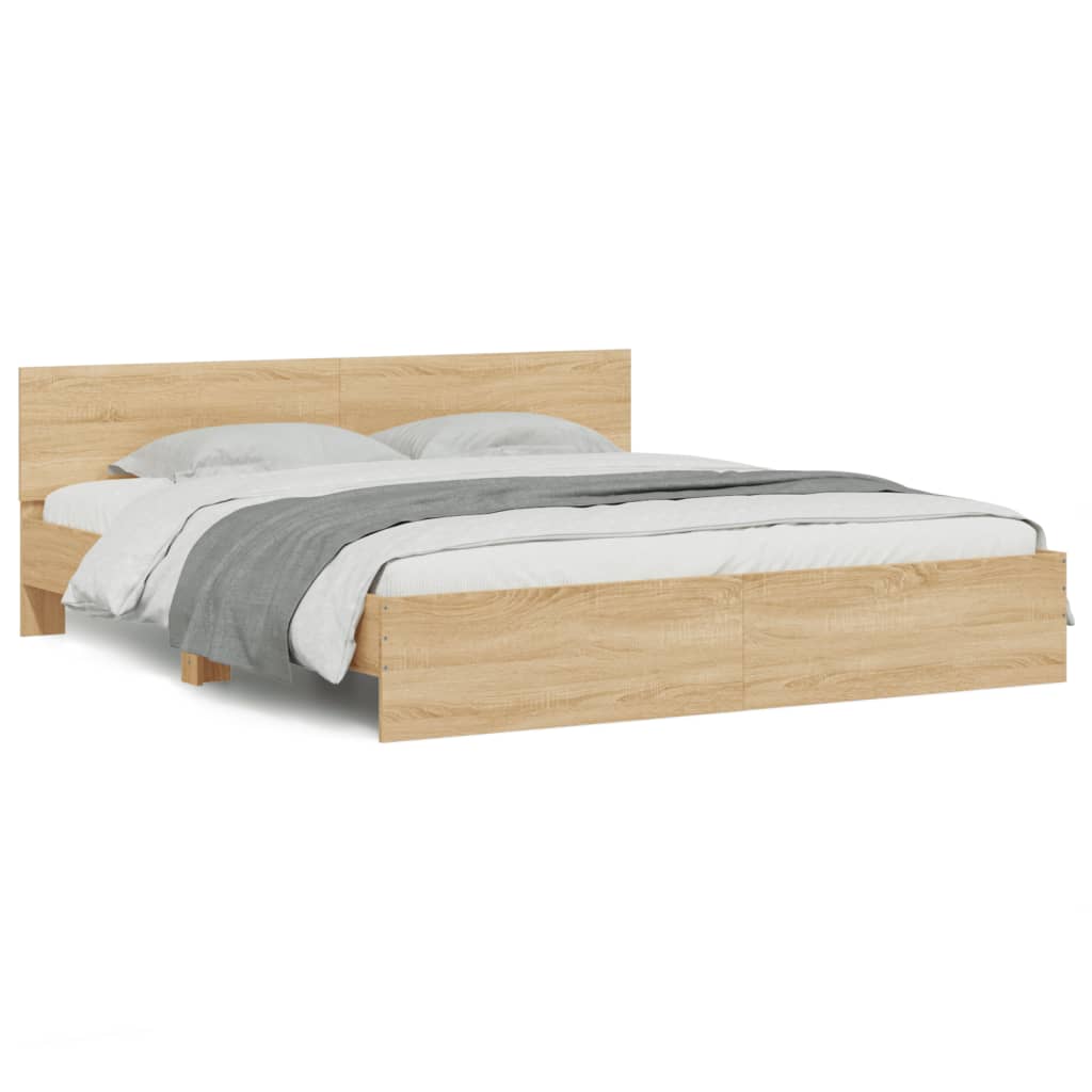 Bed Frame without Mattress Sonoma Oak 183x203 cm King