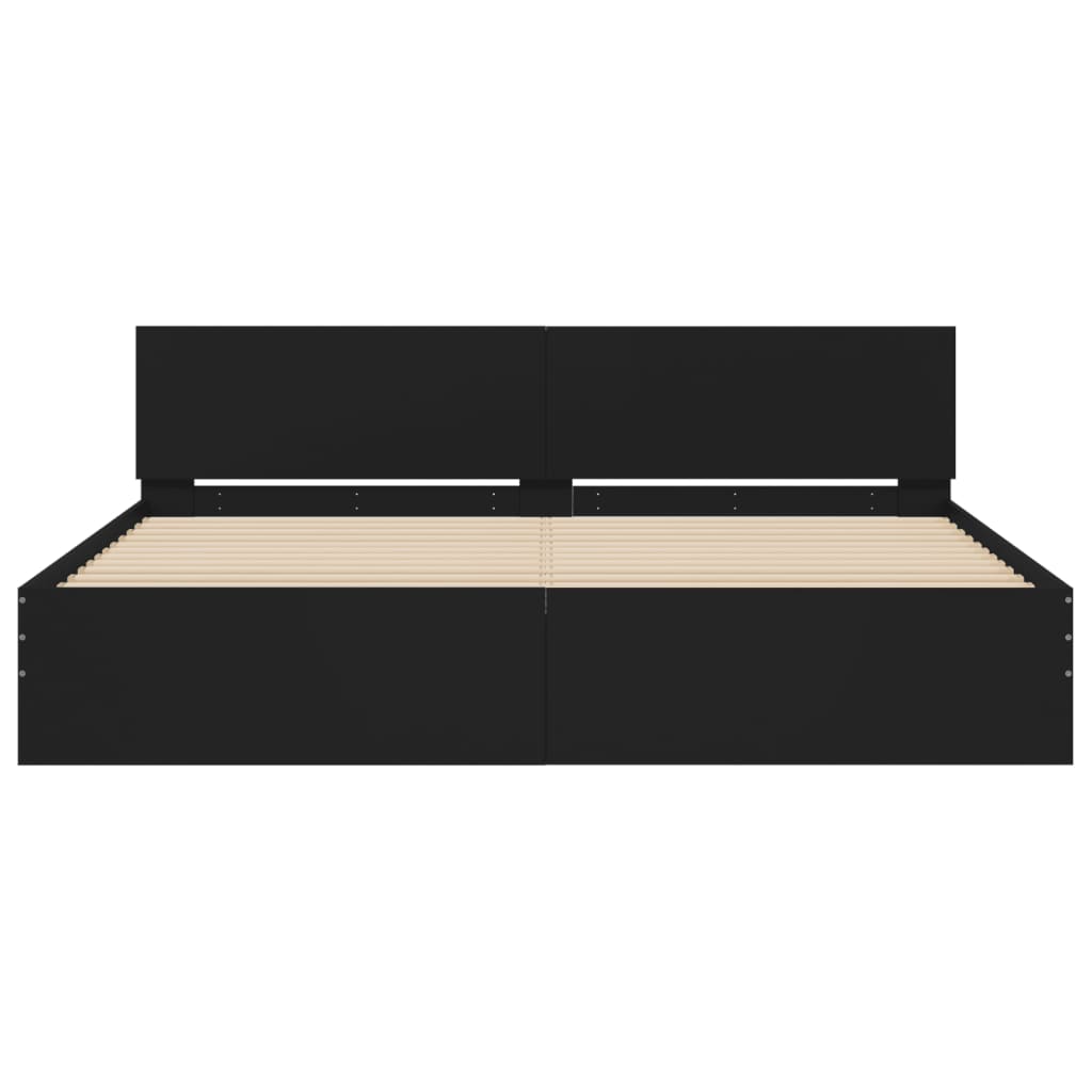 Bed Frame with LED without Mattress Black 183x203 cm King