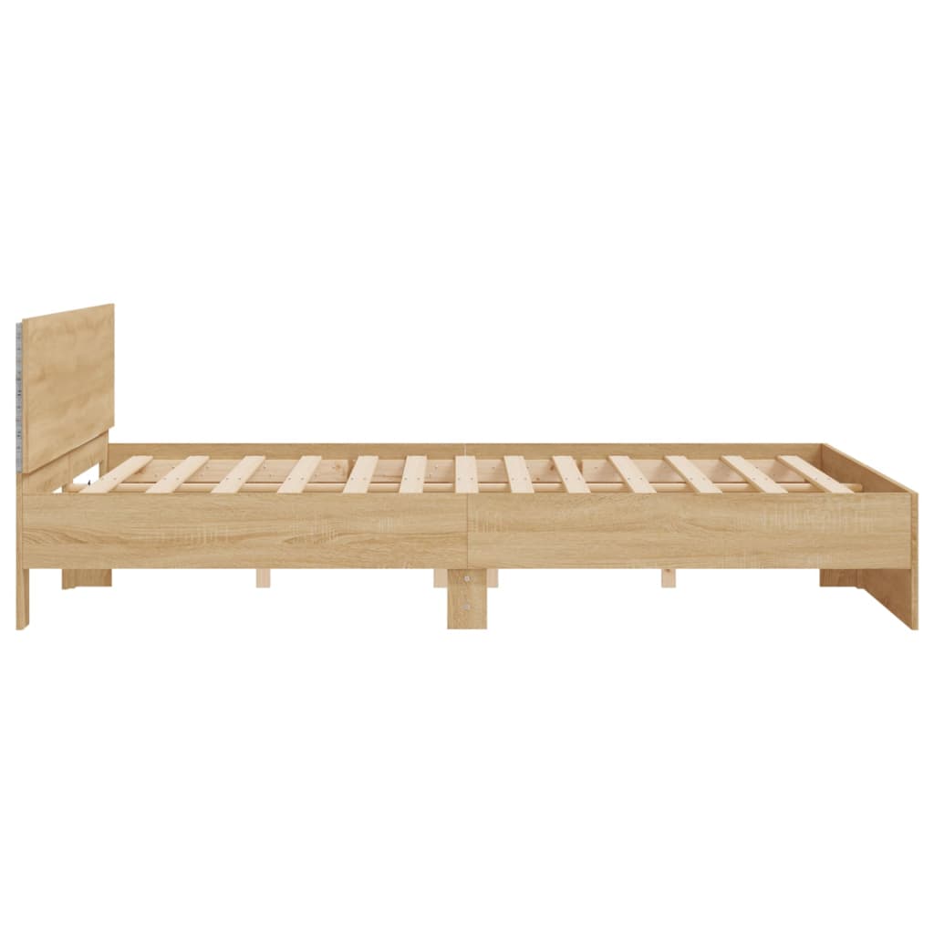 Bed Frame with LED without Mattress Sonoma Oak 183x203 cm King