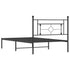 Metal Bed Frame without Mattress with Headboard Black 107x203 cm King Single