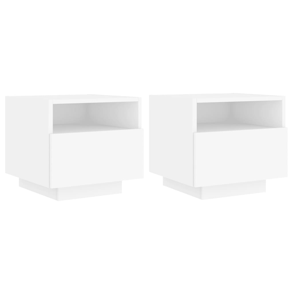 Bedside Cabinets with LED Lights 2 pcs White 40x39x37 cm