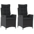 Reclining Garden Chairs 2 pcs with Cushions Black Poly Rattan