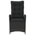 Reclining Garden Chairs 2 pcs with Cushions Black Poly Rattan