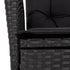 Reclining Garden Chairs 2 pcs with Cushions Black Poly Rattan