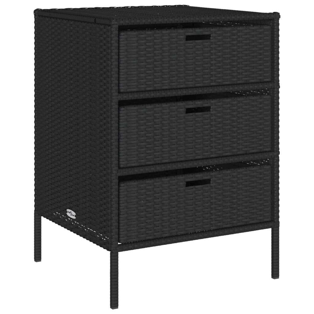 Garden Storage Cabinet Black 55x59x80 cm Poly Rattan