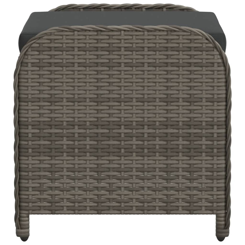 Garden Stool with Cushion Grey 58x46x46 cm Poly Rattan