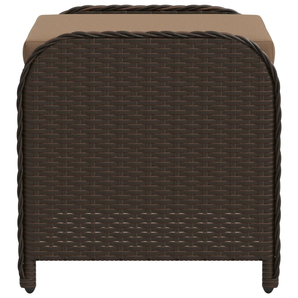 Garden Stool with Cushion Brown 58x46x46 cm Poly Rattan