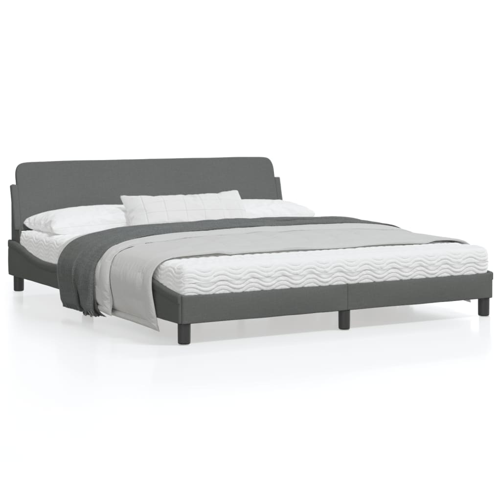 Bed Frame without Mattress Dark Grey 183x203 cm King Fabric