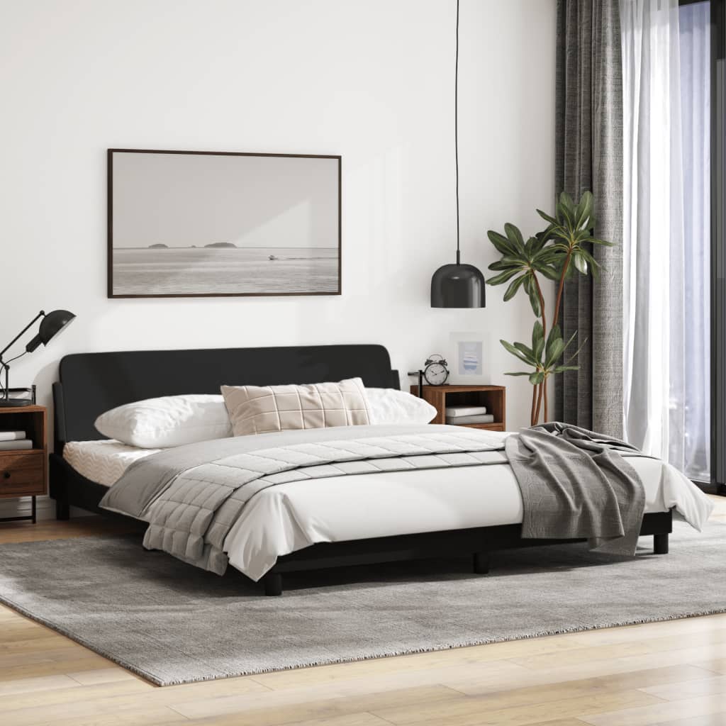 Bed Frame without Mattress Black 183x203 cm King Fabric