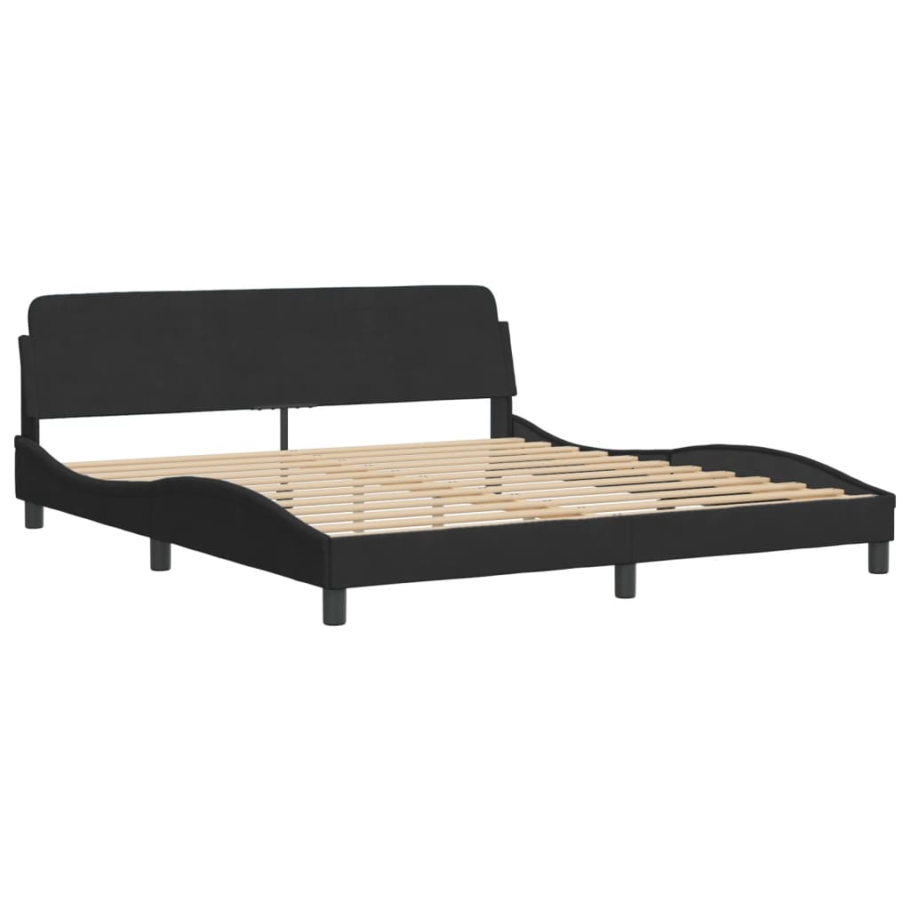 Bed Frame without Mattress Black 183x203 cm King Velvet