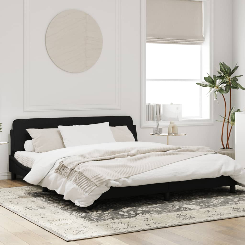 Bed Frame without Mattress Black 183x203 cm King Velvet