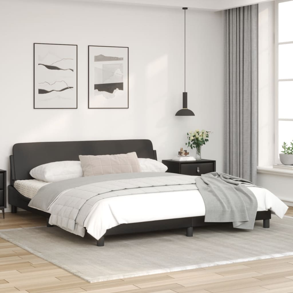 Bed Frame without Mattress Black 183x203 cm King Faux Leather