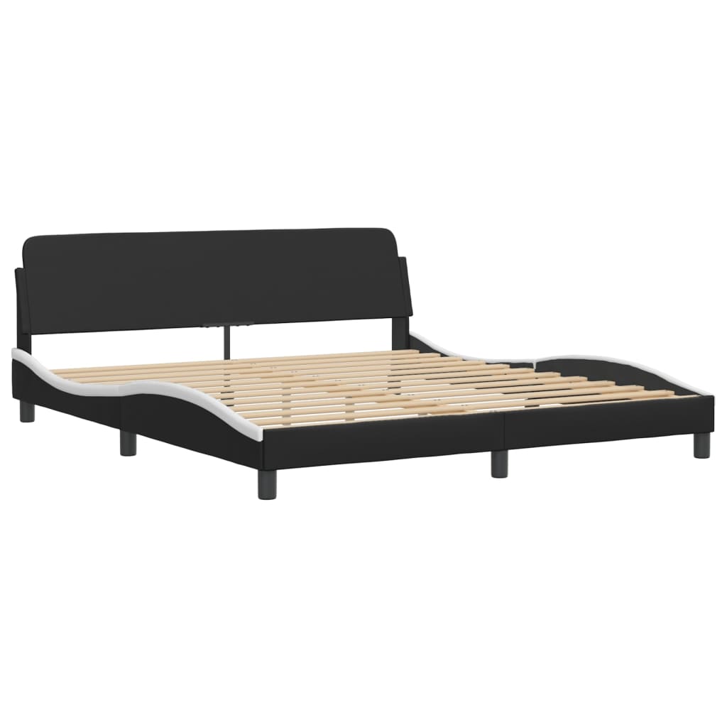 Bed Frame without Mattress Black&White 183x203 cm King Faux Leather