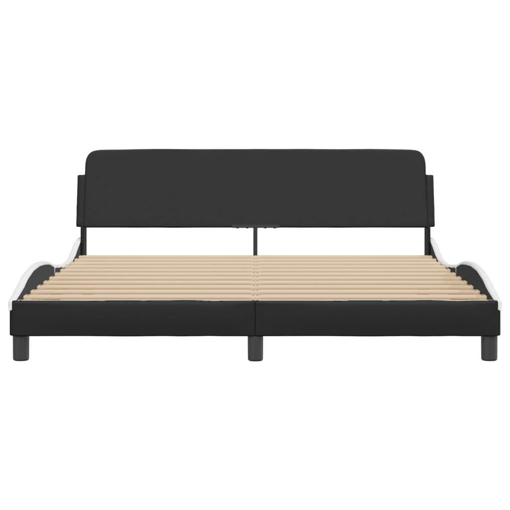 Bed Frame without Mattress Black&White 183x203 cm King Faux Leather