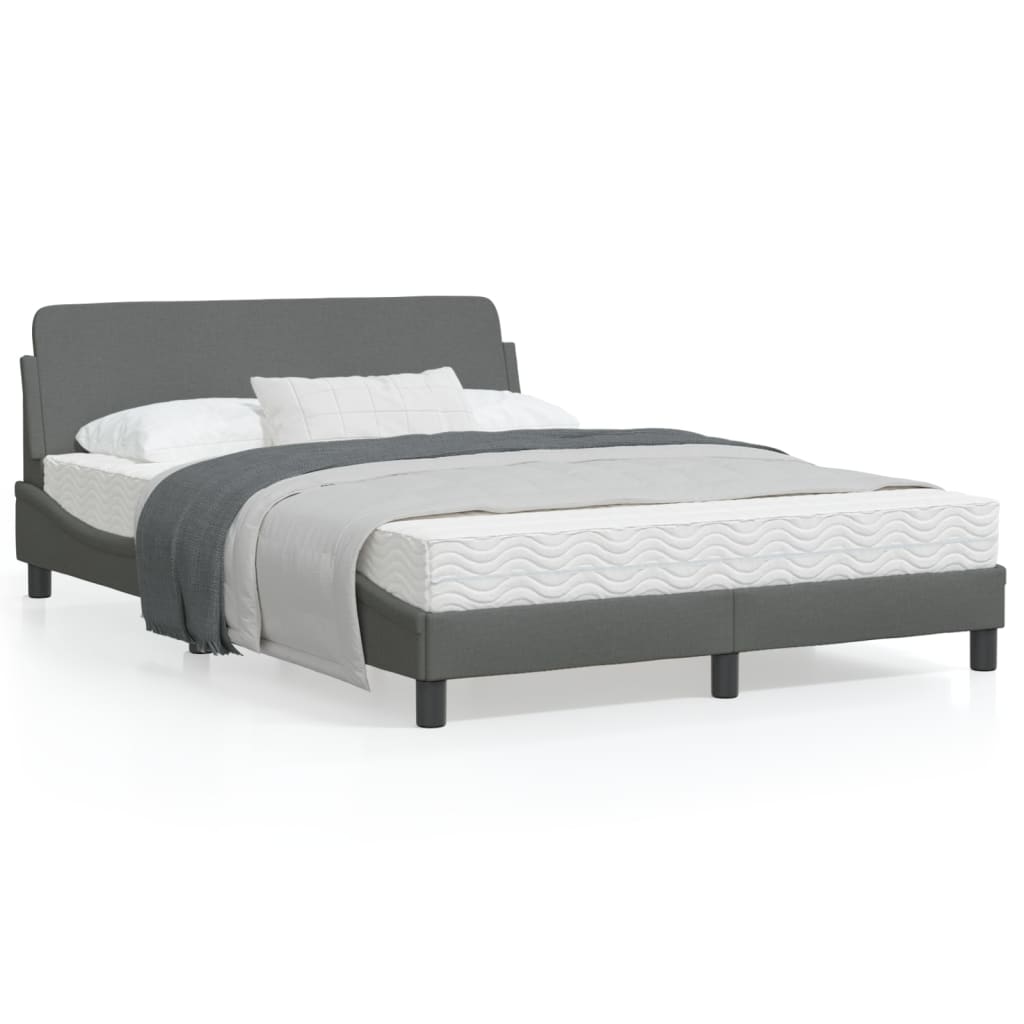 Bed Frame without Mattress Dark Grey 137x187 cm Double Fabric