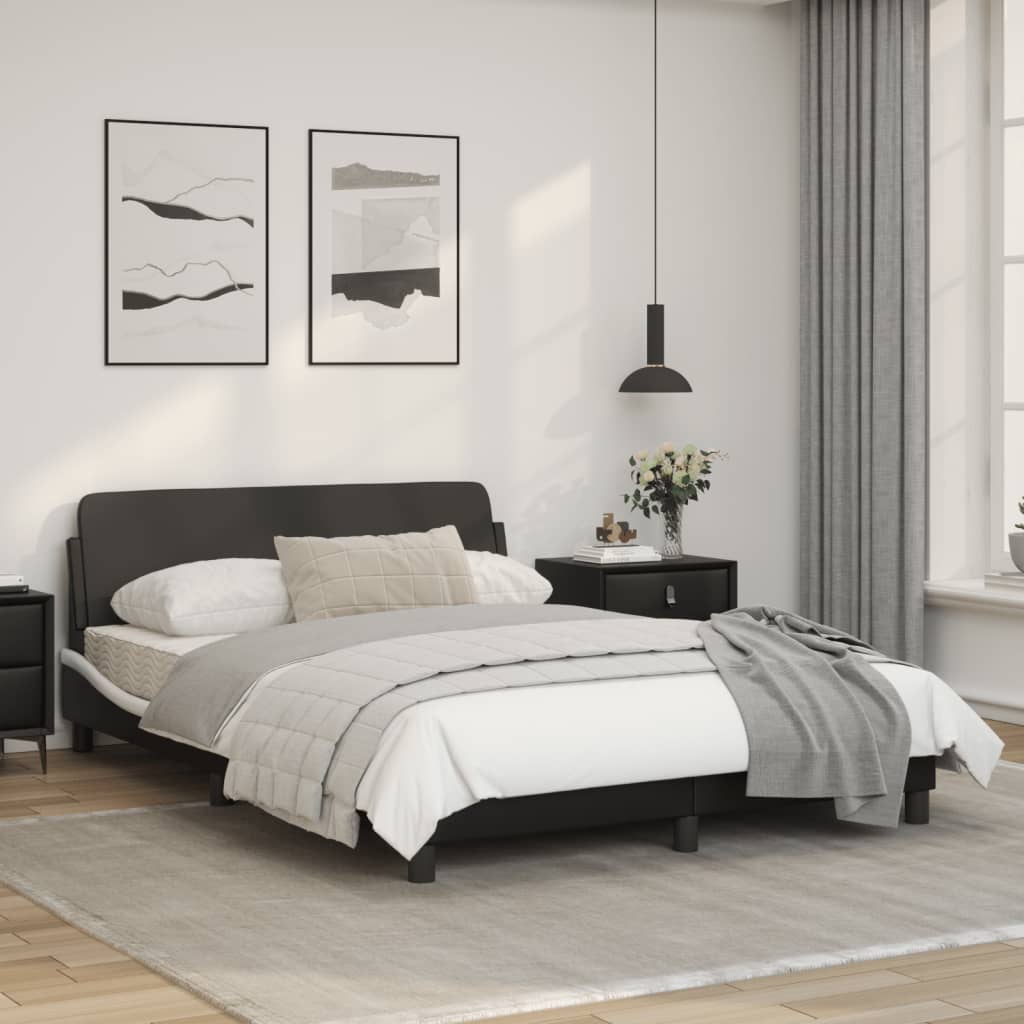 Bed Frame without Mattress Black and White 137x187 cm Double Faux Leather