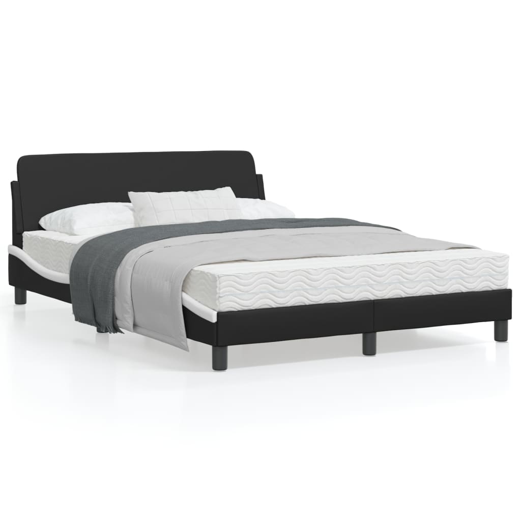 Bed Frame without Mattress Black and White 137x187 cm Double Faux Leather