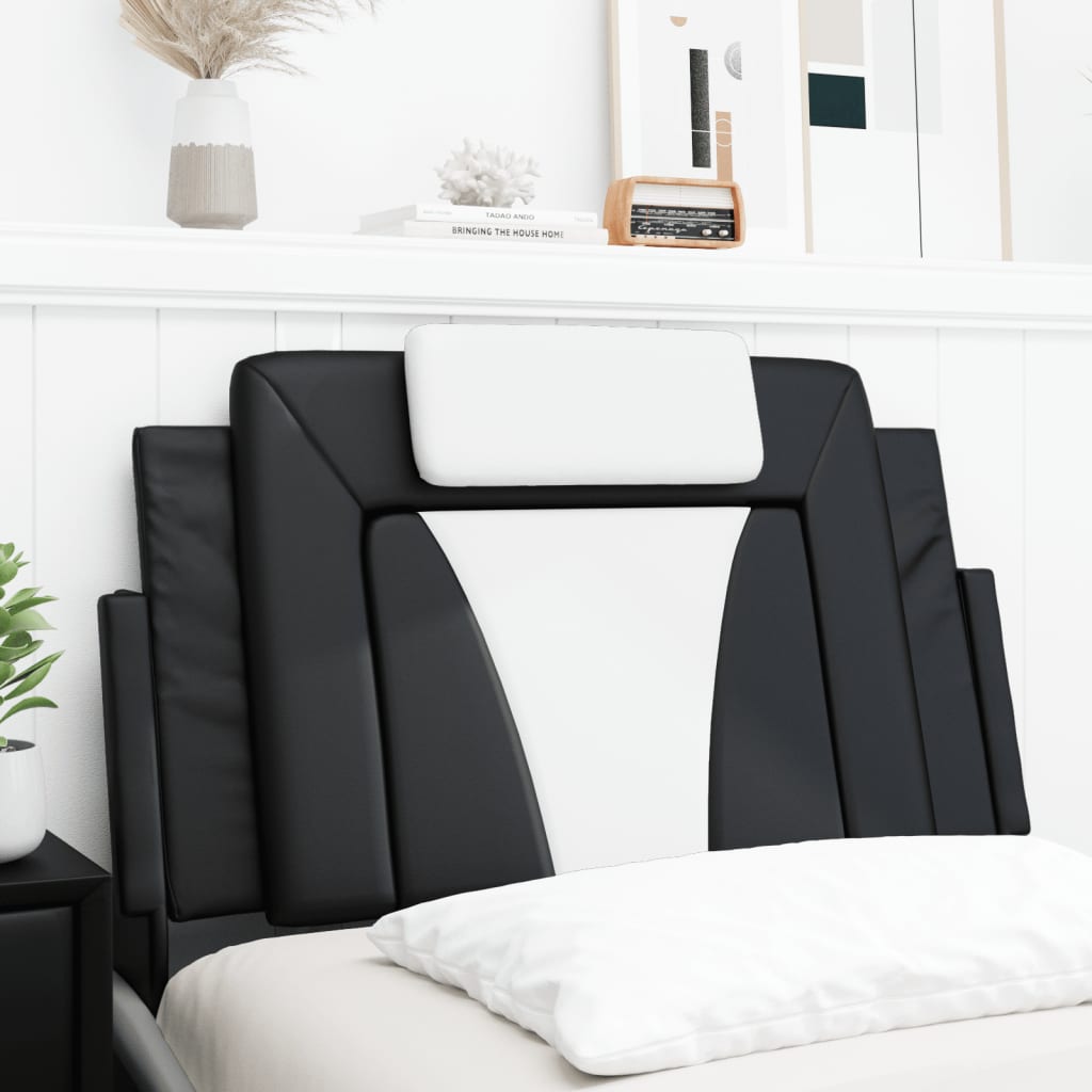 Headboard Cushion Black and White 90 cm Faux Leather