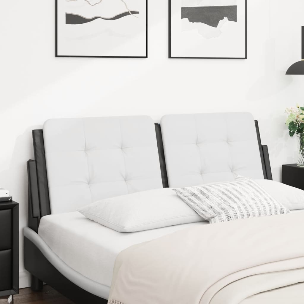 Headboard Cushion White and Black 137 cm Double Faux Leather