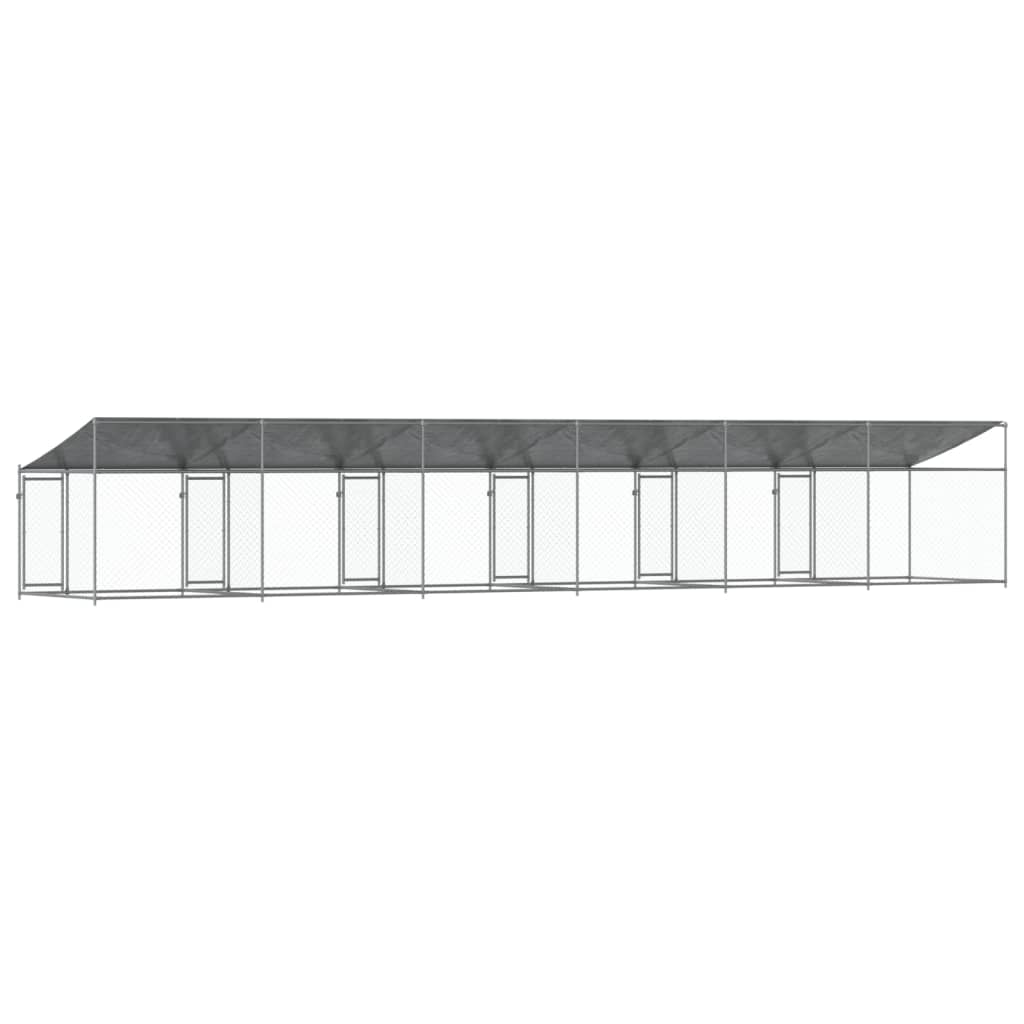 Dog Cage with Roof and Doors Grey 12x2x2 m Galvanised Steel