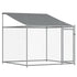 Dog Cage with Roof and Door Grey 4x2x2 m Galvanised Steel