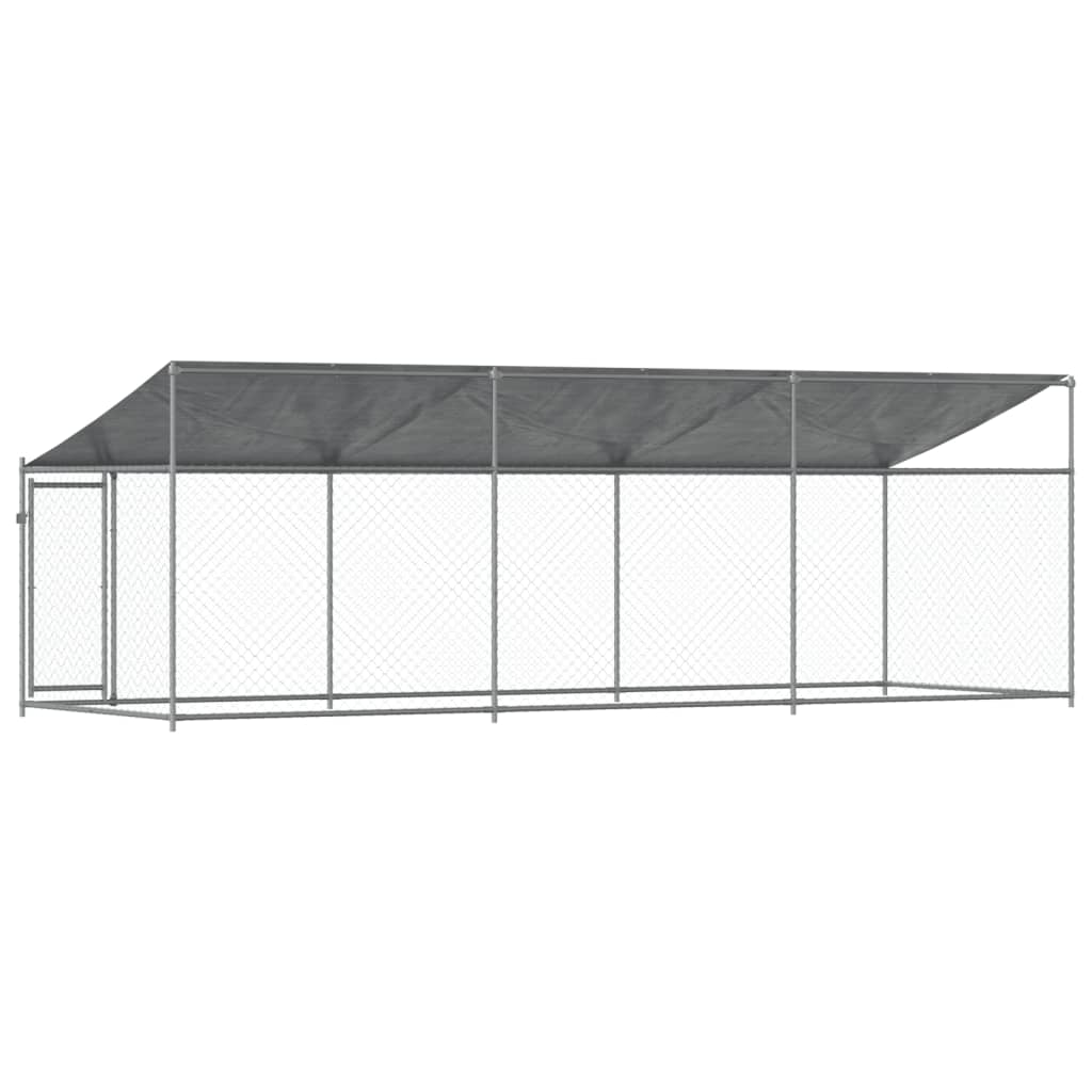 Dog Cage with Roof and Door Grey 6x2x2 m Galvanised Steel