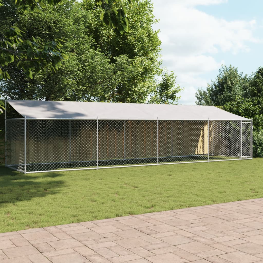 Dog Cage with Roof and Door Grey 8x2x2 m Galvanised Steel