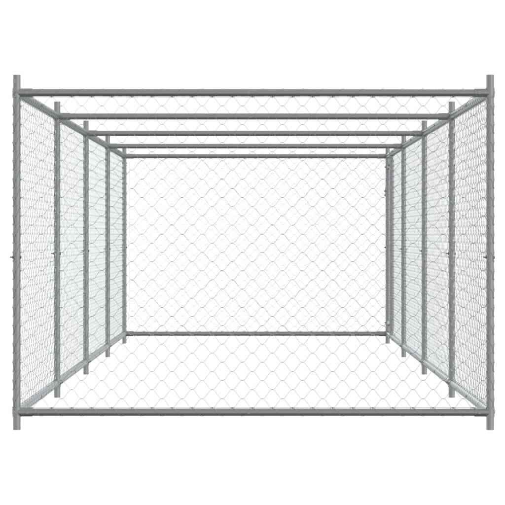 Dog Cage with Door Grey 8x2x1.5 m Galvanised Steel