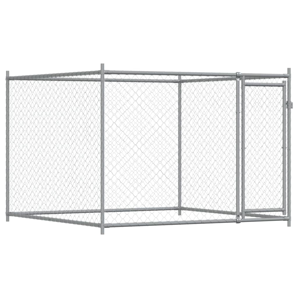 Dog Cage with Door Grey 8x2x1.5 m Galvanised Steel