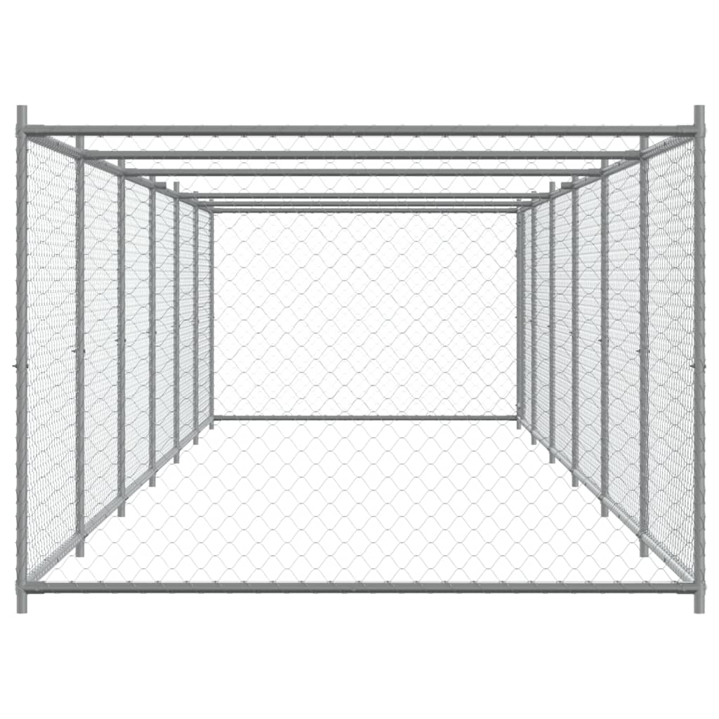 Dog Cage with Door Grey 12x2x1.5 m Galvanised Steel