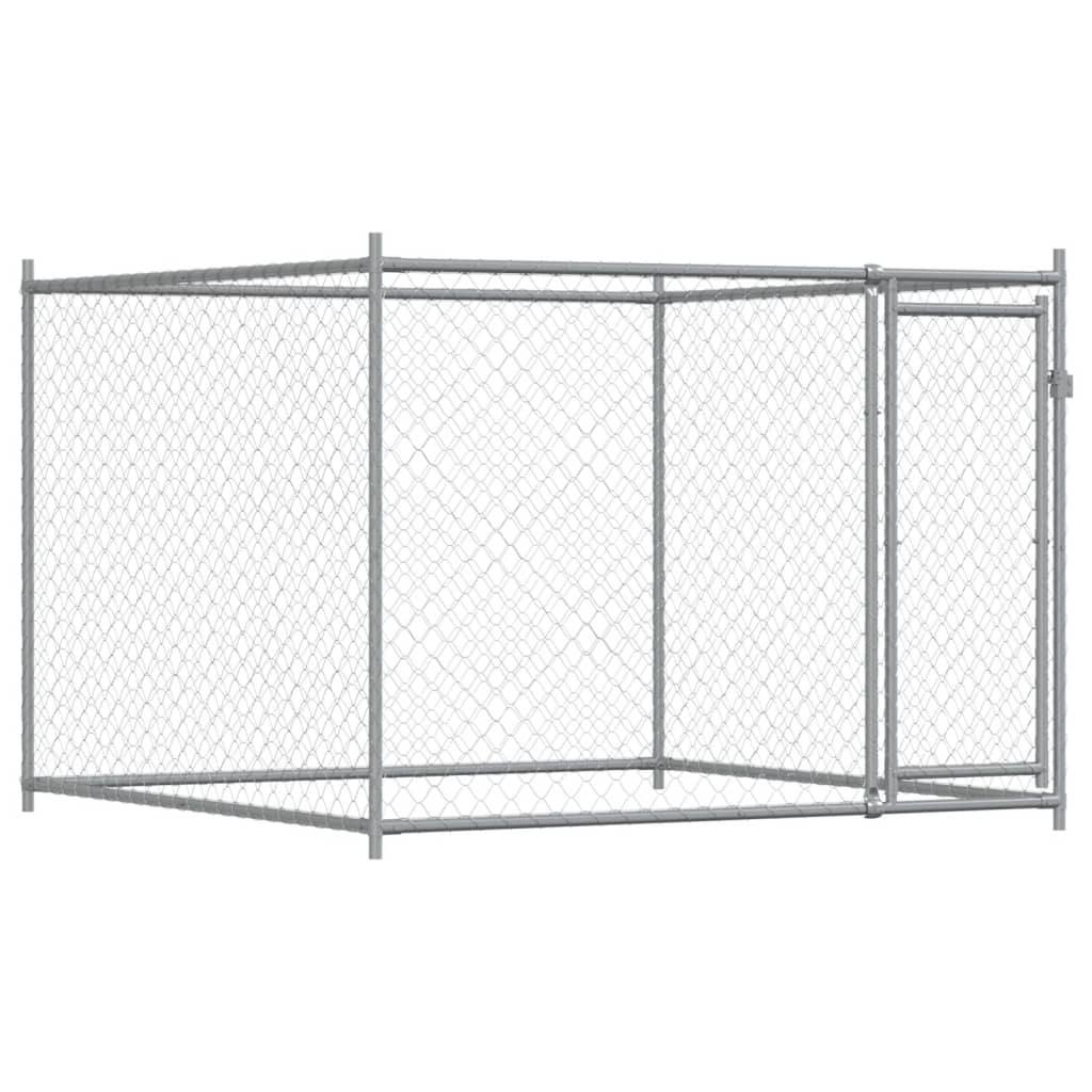 Dog Cage with Door Grey 12x2x1.5 m Galvanised Steel