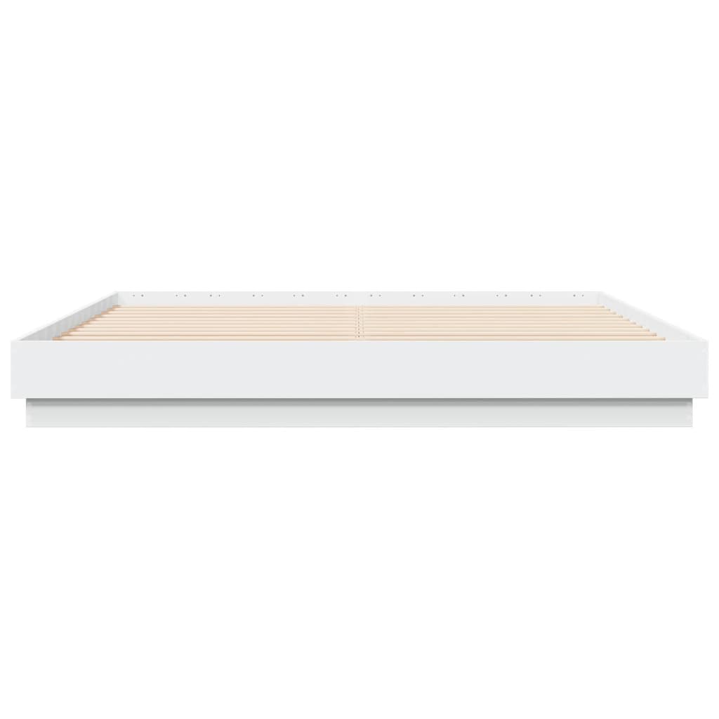 Bed Frame with LED without Mattress White 183x203 cm King