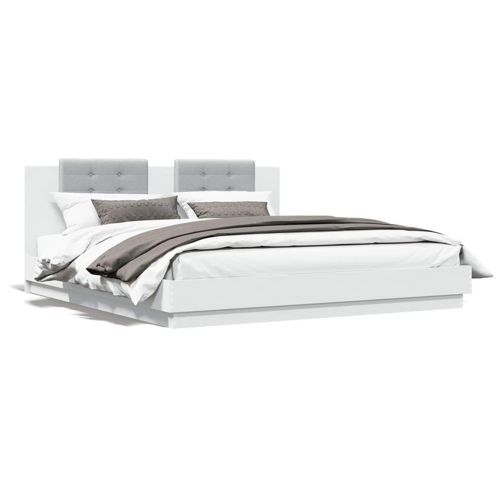 Bed Frame without Mattress White 183x203 cm King