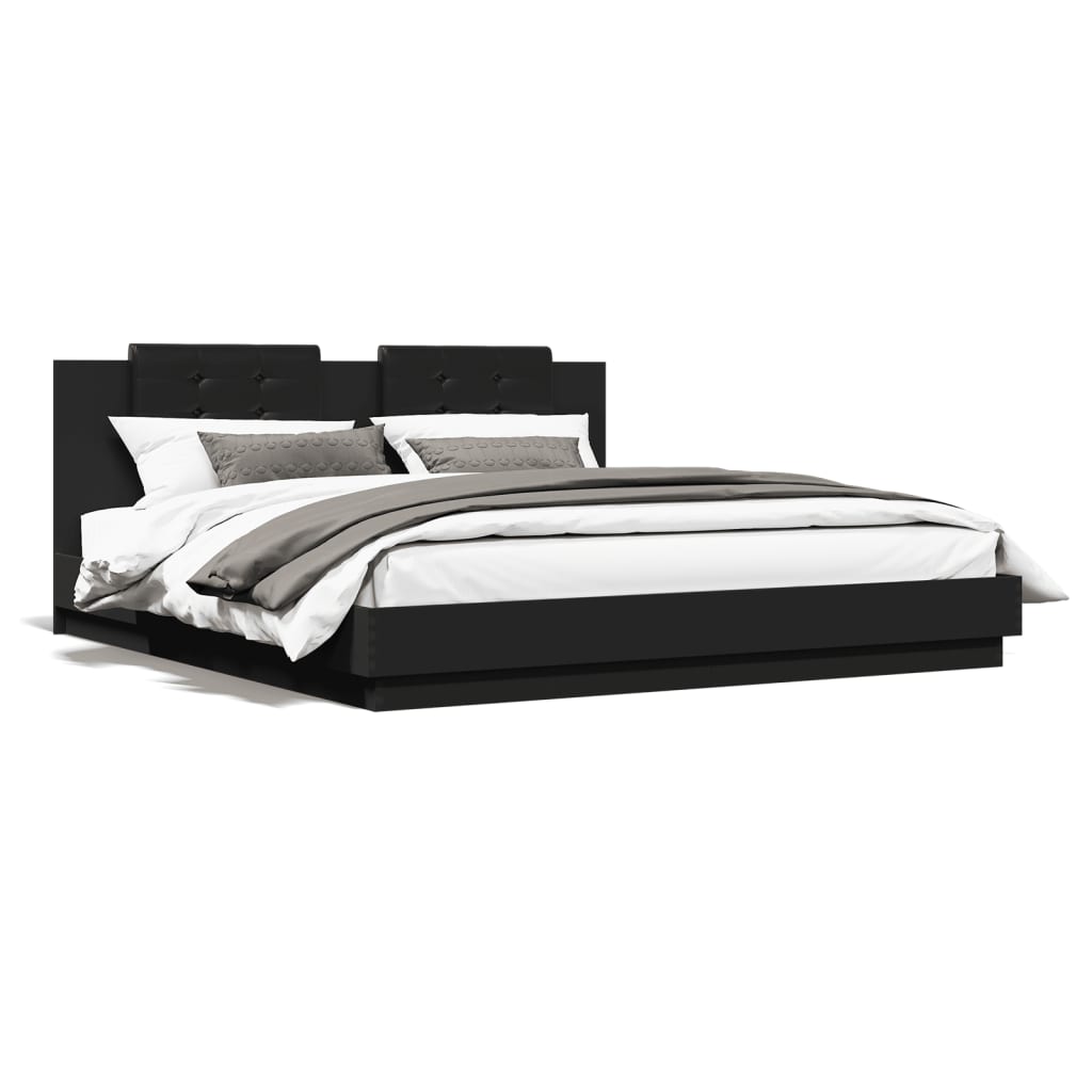 Bed Frame without Mattress Black 183x203 cm King