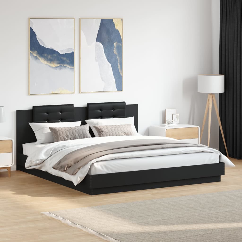 Bed Frame without Mattress Black 183x203 cm King