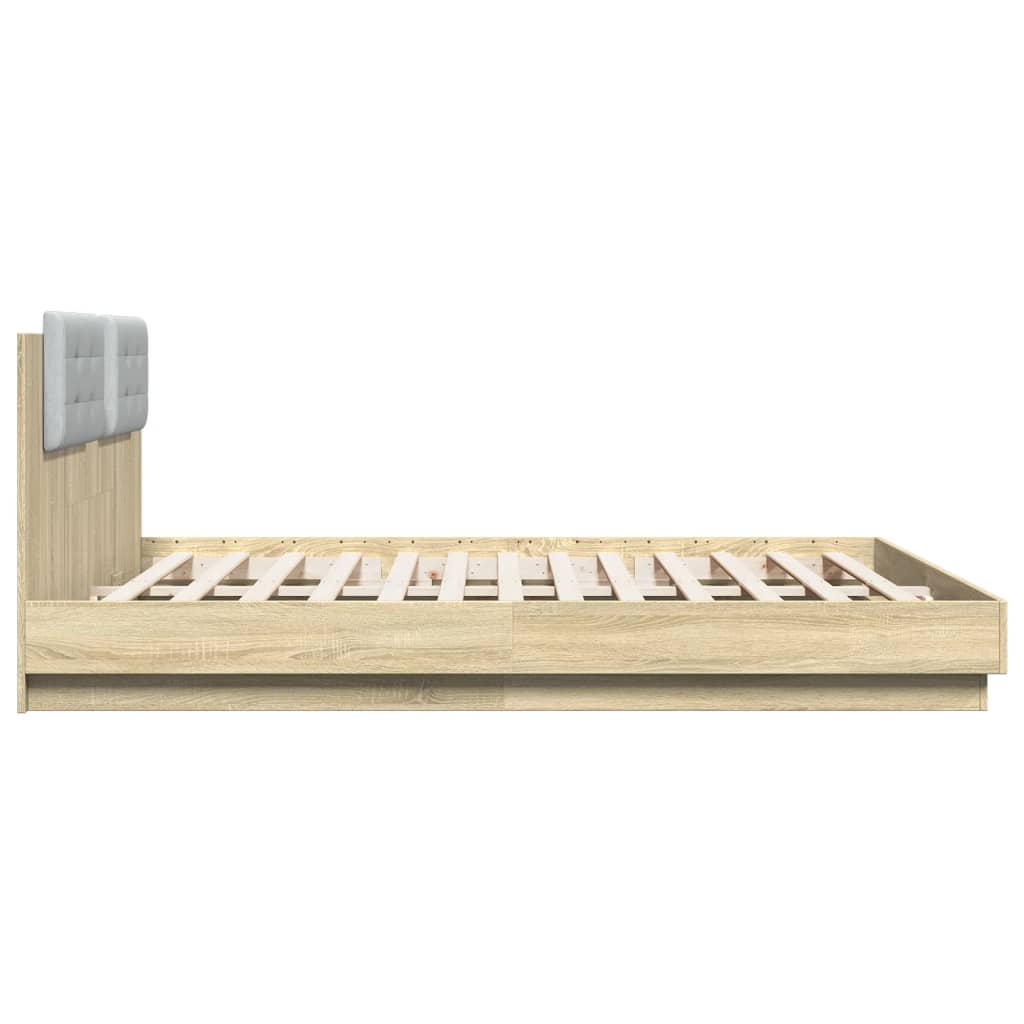 Bed Frame with LED without Mattress Sonoma Oak 183x203 cm King