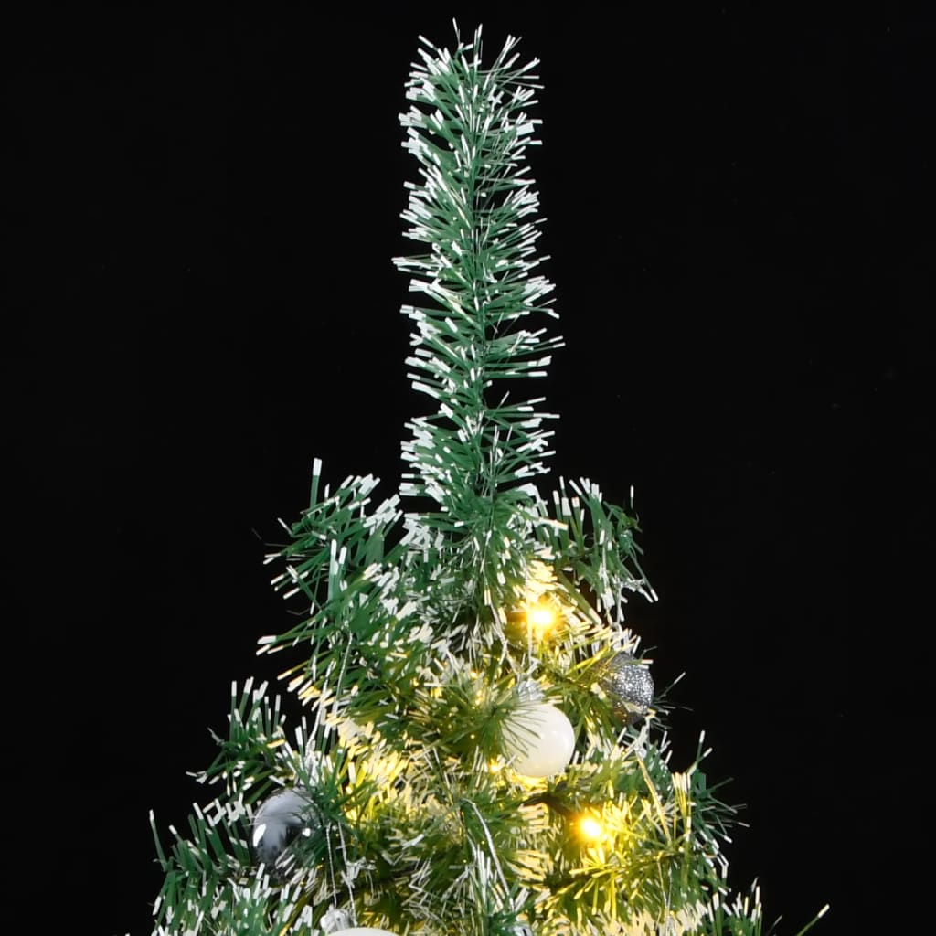 Artificial Christmas Tree with 300 LEDs&Ball Set&Flocked Snow 210 cm