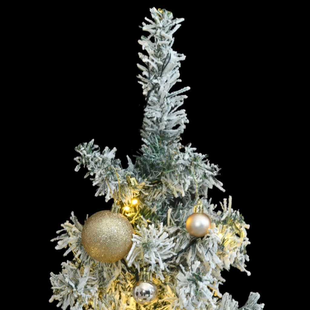 Slim Christmas Tree 300 LEDs & Ball Set & Flocked Snow 300 cm