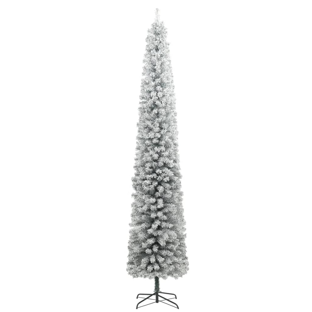 Slim Christmas Tree 300 LEDs & Ball Set & Flocked Snow 300 cm