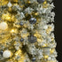 Slim Christmas Tree 300 LEDs & Ball Set & Flocked Snow 270 cm