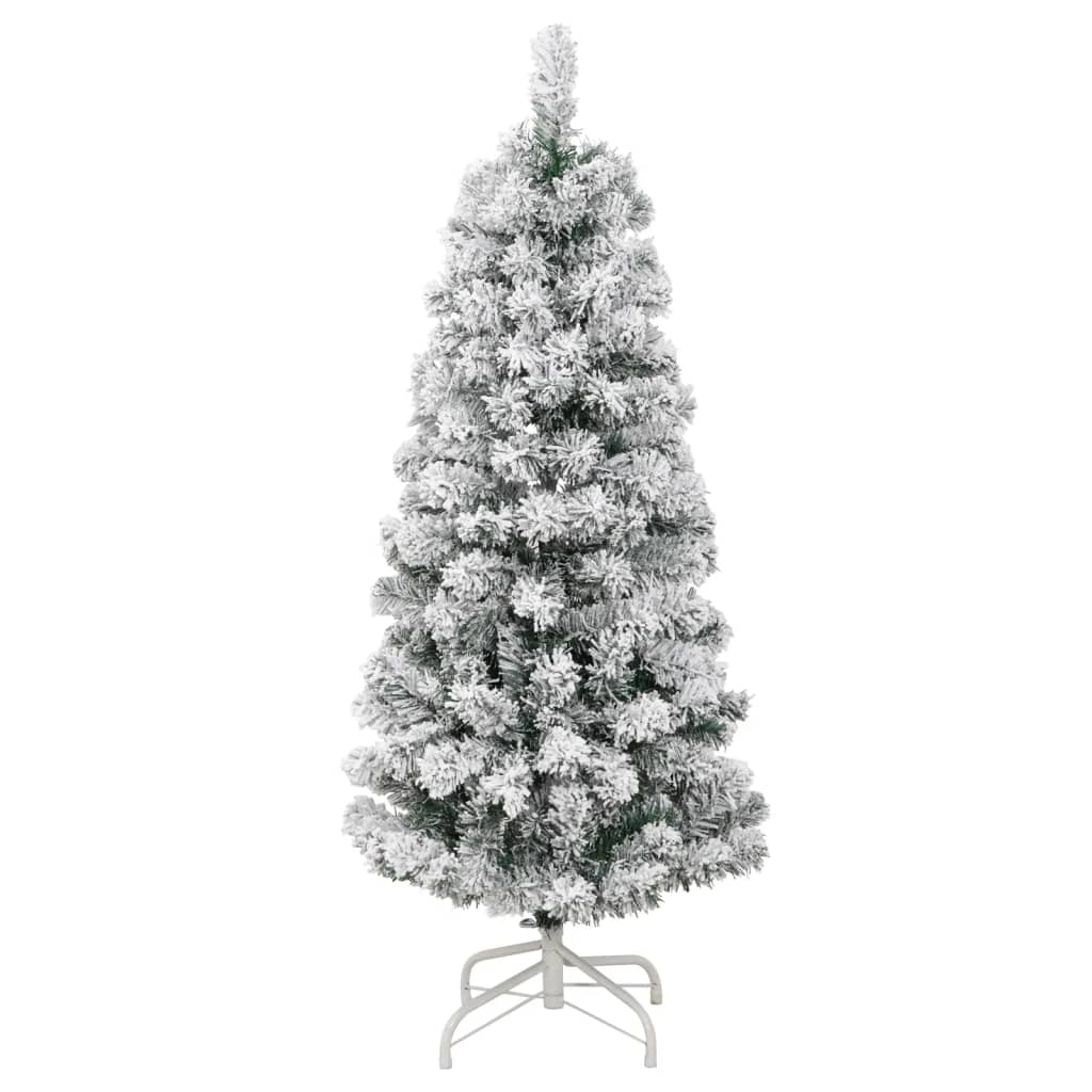 Artificial Hinged Christmas Tree 150 LEDs & Flocked Snow 120 cm